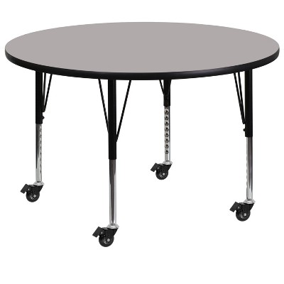 Flash Furniture Mobile 42'' Round HP Laminate Activity Table - Height Adjustable Short Legs