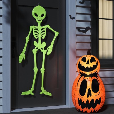 60" 3D Jointed Alien Skeleton Halloween Decorative Prop Green - Hyde and EEK! Boutique™