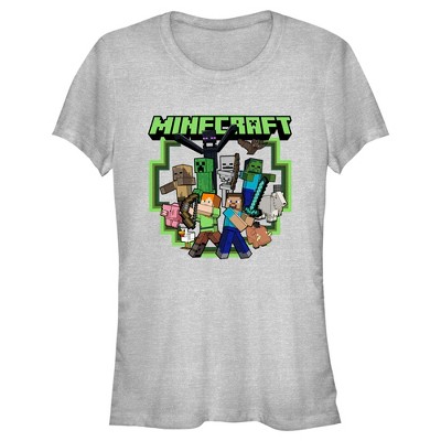 Juniors Womens Minecraft Steve and Alex Group Shot T-Shirt