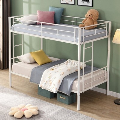 NicBex Twin Over Twin Bunk Bed,Metal Bunk Beds with Ladder,Bunk Bed Frame for Kids,Box Spring Not Required,Space-Saving and Noise-Free