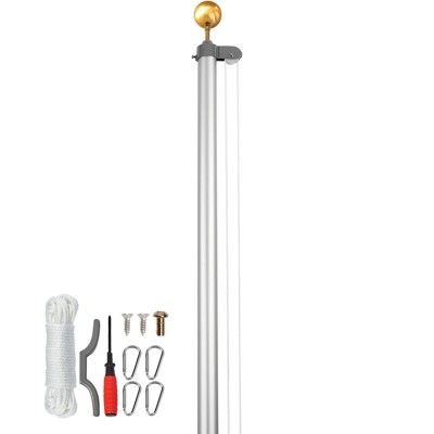 VEVOR 25FT Sectional Flag pole Kit, Aluminum Alloy in Ground Flag poles for Outside, 3 Display Modes Flagpole with 3x5 American Flag, Silver