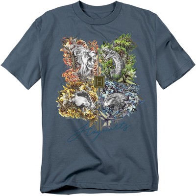 Harry Potter Hogwarts Floral Shield Adult T-Shirt