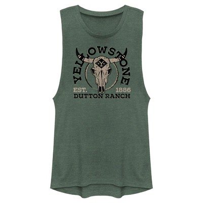 Junior's Yellowstone Cow Skull Dutton Ranch Est. 1886 Festival Muscle Tee