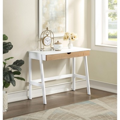 NicBex Home Office Desk 36" L Modern Writing Desk with Central Drawer, Metal Slide and Wooden Desktop for Office, Study, Living Room, White