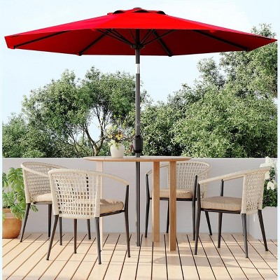 7.5FT Outdoor Patio Umbrella with Push Button Tilt & Crank, Market Umbrella, 6 Sturdy Ribs UV Protection for Garden Backyard Pool Deck