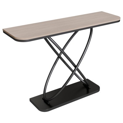 Bekrvio 47.4" Farmhouse Console Table - Rustic Entryway Table with Black Metal Frame | Narrow Sofa Table for Living Room, Hallway, Foyer
