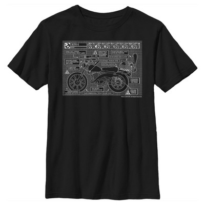 Boy's Ghostbusters Ecto-2 Black Blueprint T-Shirt