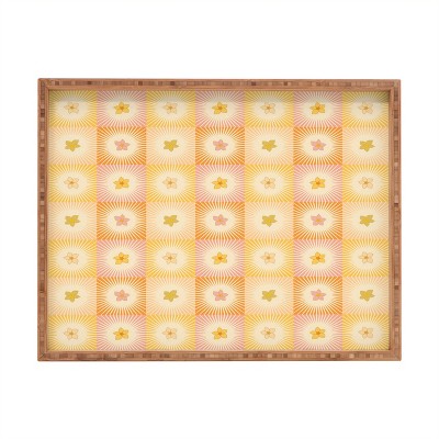 Iveta Abolina Cheerful Sun Check Rectangular Bamboo Tray - Deny Designs