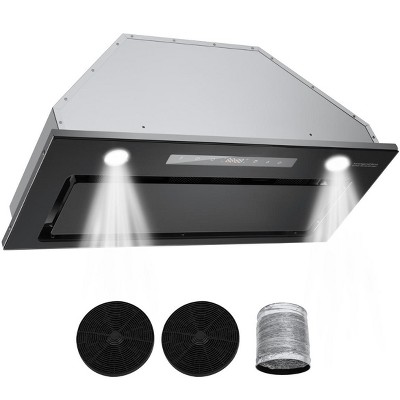 VEVOR Range Hood Insert, 30 Inch Built-in Kitchen Vent Hood, 800CFM, with Gesture & Touch Control, LED Light, 4-Speed Exhaust Fan, Silver