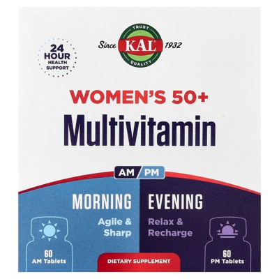 KAL Women's 50+ Multivitamin, Morning & Evening, 2 Pack, 60 Tablets Each