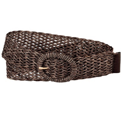 INSPIRE CHIC Women's Skinny Dress Round Metal Buckle Adjustable Braided Waist Belts