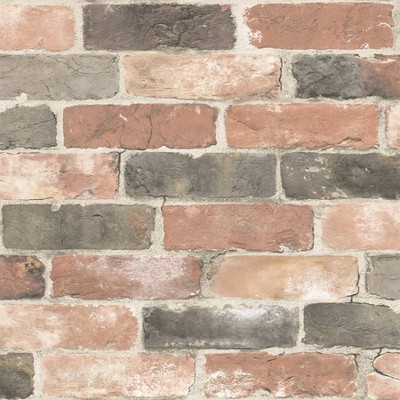 NuWallpaper Newport Reclaimed Brick Peel & Stick Wallpaper Craftsmen Brown: Removable Vinyl, Self-Adhesive, Washable