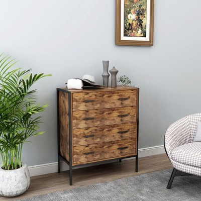 4 Drawer Dresser for Bedroom,Wood Storage Dresser Clothes Organizer with Sturdy Steel Frame for Living Room