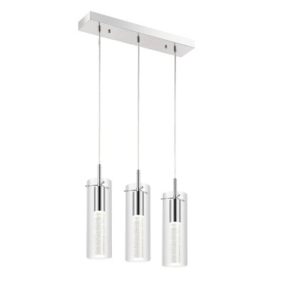 Mium Modern Style Iron/Crystal/Glass Integrated LED Linear Pendant Chrome - JONATHAN Y