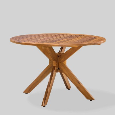 Stamford Round Acacia Wood Outdoor Patio Dining Table - Teak - Christopher Knight Home: Weather-Resistant, Seats 4