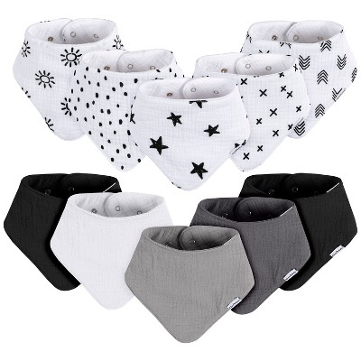 Gerber Neutral Baby Muslin Bandana Bibs - One Size Fits Most - 10-Pack