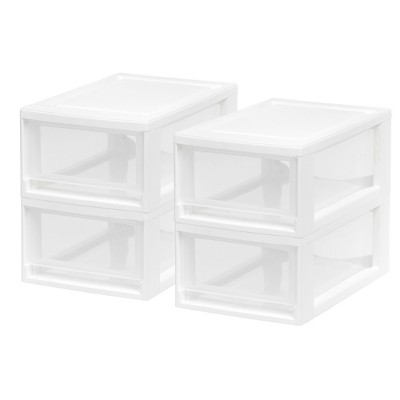 IRIS USA Plastic Storage Drawer Organizer Stacking Drawers, White