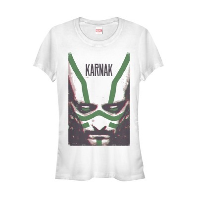 Juniors Womens Marvel Inhumans Karnak Stripes T-Shirt