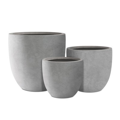 Rosemead Home & Garden 3pc Concrete Outdoor Planter Pots Cement Gray