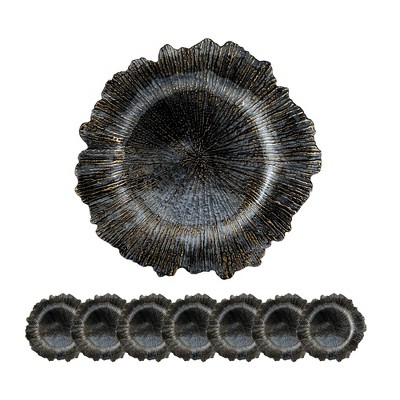 Gulches Decorative Bowls - Reef Style Black Charger Plates for Elegant Dining