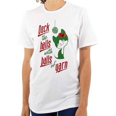 Deck The Halls with Balls of Yarn Womens Graphic T Shirt Tees Brisco Brands
