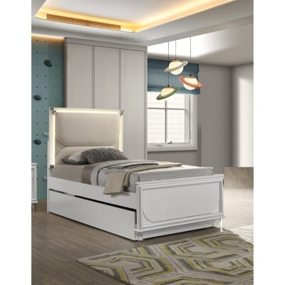 Twin Size Upholstered Platform Bed with Storage Drawer