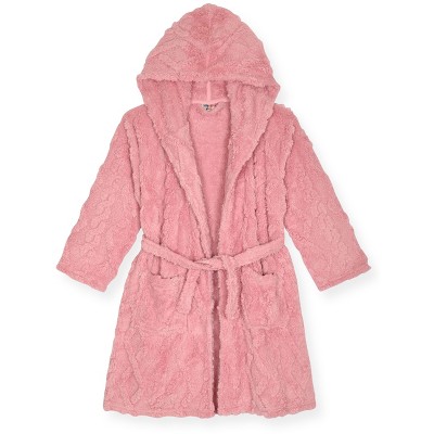 Sleep On It Girls Leopard Plush Fleece Shawl Collar Robe with Matching Fleece Slippers