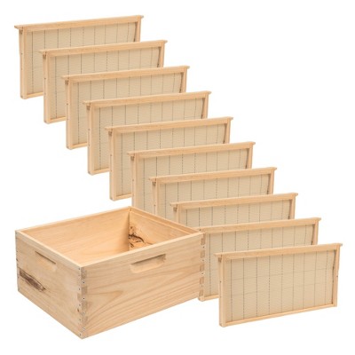 Lehman's Beekeeping Beehive Box, 10 Frame Deep Assembled Super or Brood Honeybee Hive Box with Beeswax Foundation Frames, Amish Made