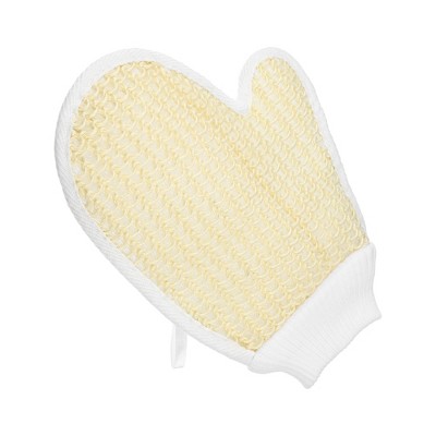 Unique Bargains Bathroom Jute Shower Gloves 8.74"x6.69" White 1 Pc