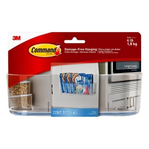 Command Large Sized Caddy with Strips: Clear Plastic Wall Organizer, Universal Storage, Command Strip Shelf, 4lb Capacity - 1 of 4