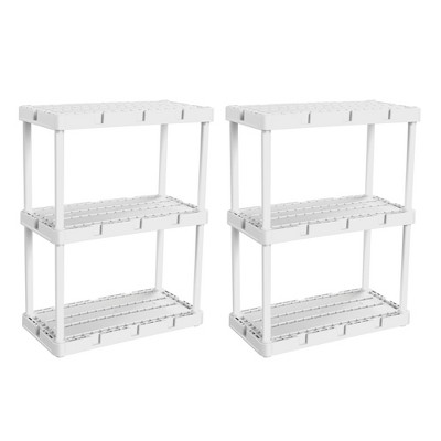 Gracious Living 4 Shelf Knect-A-Shelf Solid Light Duty Storage Unit 24 x 12 x 48" Organizer System for Home, Garage, Basement, and Laundry, Black