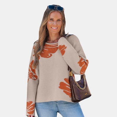 Women's Abstract Printed Oversized Knit Sweater - Cupshe