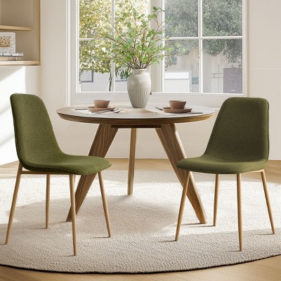 Armless Dining Chair Set Of 2 With Oak Metal Legs,Linen Dining Chair for Dining Room,Kitchen Chair,Modern Design-Tanpinhause
