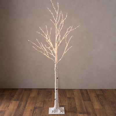 Medium Indoor/Outdoor Birch Tree with 400 Warm White Lights - 5'H White