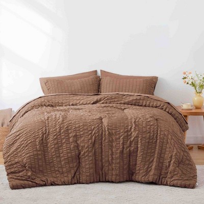 BAGOKIE 5/7 Pieces Seersucker Bed in a Bag Comforter Set