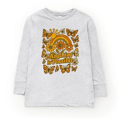 The Juniper Shop Anything Is Possible Daisies Youth Long Sleeve Tee - L - Heather Grey