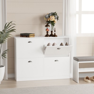 Shoe Cabinet with Hidden Ultra - Slim Narrow Shoe Rack & 4 Drawers, Suitable for Entryway, Hallway