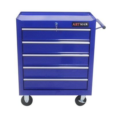 VASIP 5-Drawer Tool Chest with 4 Wheels and Secure Locking System,  Tool Storage Cabinet for Garage Storage,Red