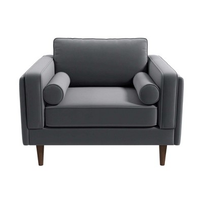 Mid-Century Modern Lounge Chair with Solid Wood Frame, High-Density Foam Cushioning, Fully Padded Backrest and Removable Legs