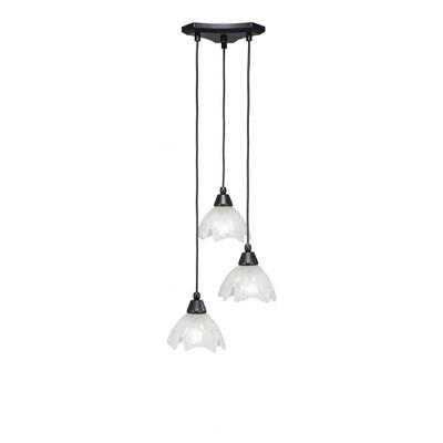 Toltec Lighting Europa 3 - Light Pendant in  Matte Black with 7" Gold Ice Shade