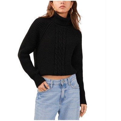 1.STATE Womens Turtleneck Back Cut Out Raglan Sleeve Knit Sweater