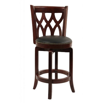 Boraam 24" Cathedral Swivel Counter Height Barstool Dark Cherry Industries: Upholstered, Lacquered Hardwood Legs