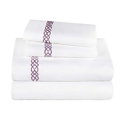 Luxury 1000 Thread Count Egyptian Cotton Infinity Scroll Embroidered Sheet Set by Blue Nile Mills
