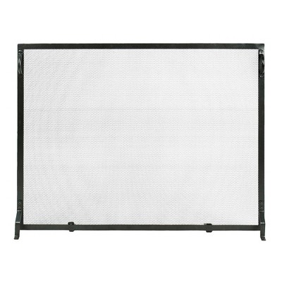 Achla Designs 50" Plain By Design Flat Wrought Iron Fireplace Screen Matte Black