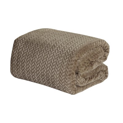 Plazatex Chevron Plush All Season Decorative Throw Blanket 50" x 70" Taupe