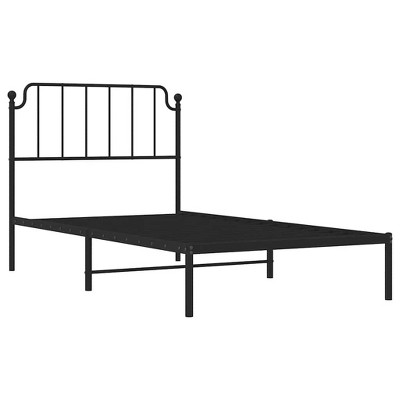 vidaXL Metal Bed Frame without Mattress with Headboard Black Queen