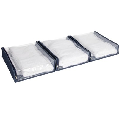 Under Bed Zippered Sweater Storage Bags with Clear Vision Panel, Set of 3