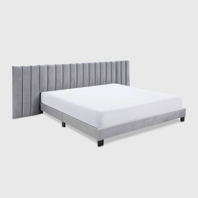Gramercy Channel Tufted Upholstered Bed Gray Velvet - Finch