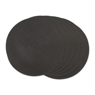 Design Imports Black Round Pp Woven Placemat Set/6