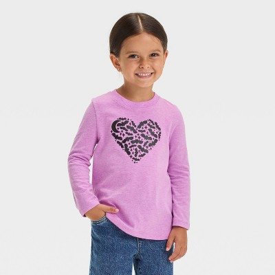 Toddler Girls' Halloween Bat Heart Long Sleeve T-Shirt - Cat & Jack™ Lavender